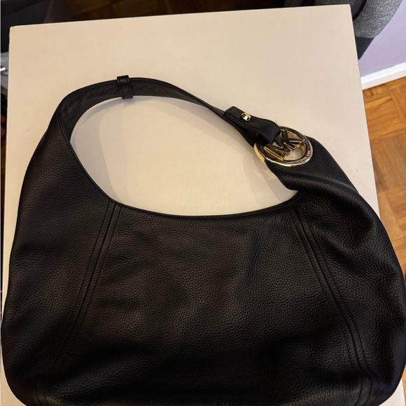Michael Kors Black Hobo Bag with Gold Accent - Picture 1 of 5